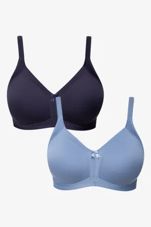 2 Pack Non Padded Wire Free Bras Blue