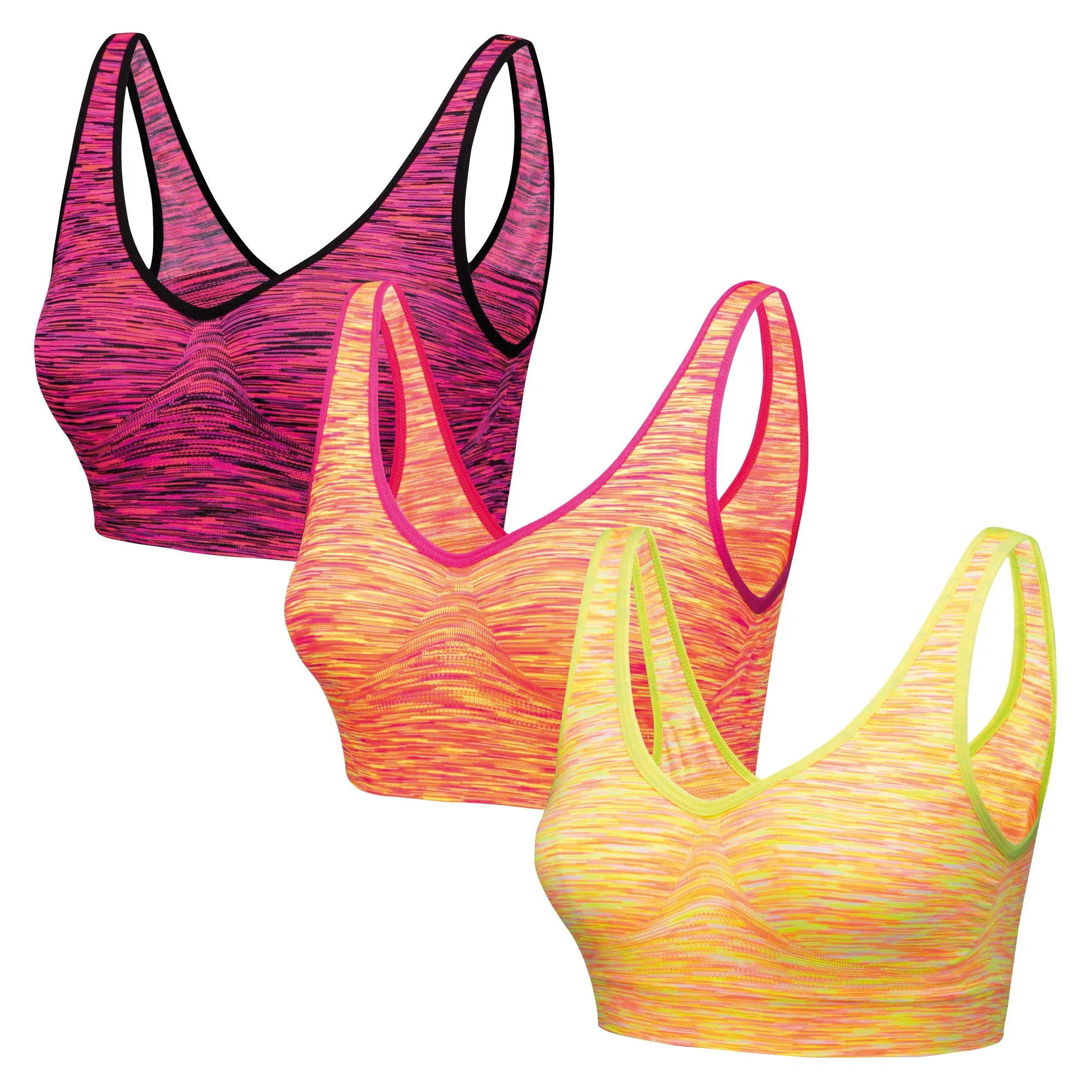 3 Pack Comfort Marl Seamless Bras - Navy / Aqua / Grey