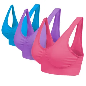 3 Pack Seamless Comfort Bra - Purple / Ruby / Blue