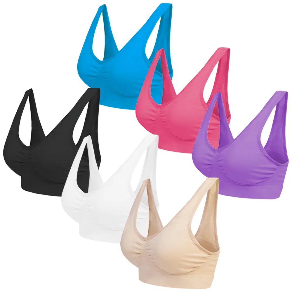 3 Pack Seamless Comfort Bra - Purple / Ruby / Blue