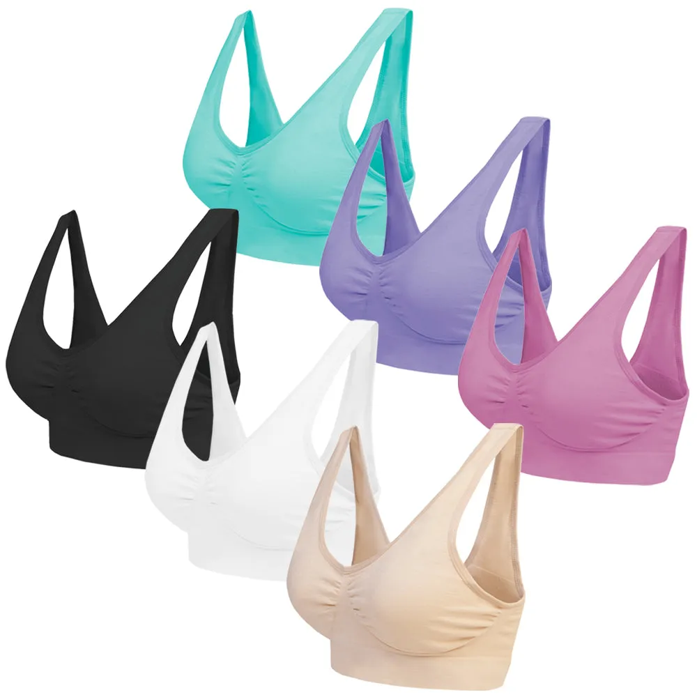 3 Pack Seamless Comfort Bra - Purple / Ruby / Blue
