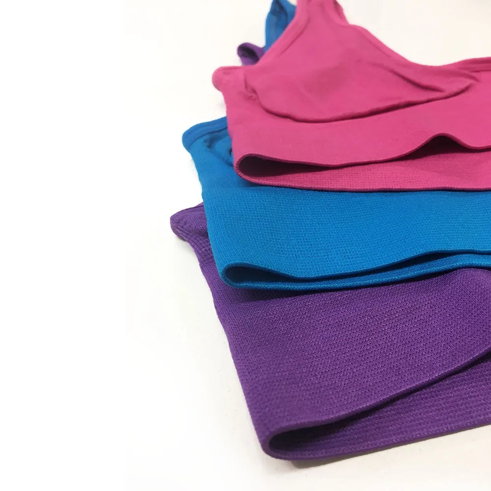 3 Pack Seamless Comfort Bra - Purple / Ruby / Blue