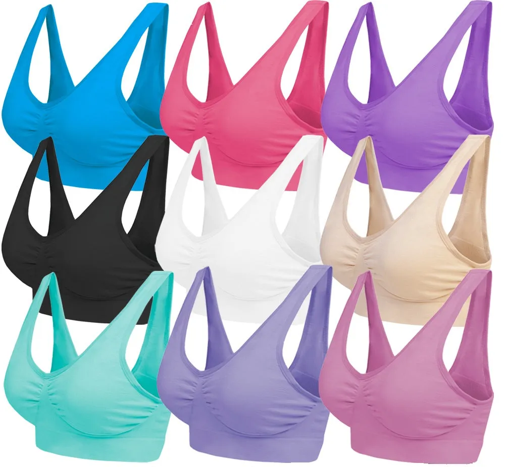 3 Pack Seamless Comfort Bra - Purple / Ruby / Blue