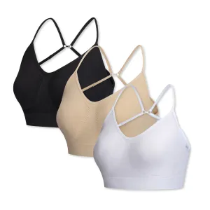 3 Pack Seamless Multi Fasten Comfort Bra - Aqua / Pink / Lilac