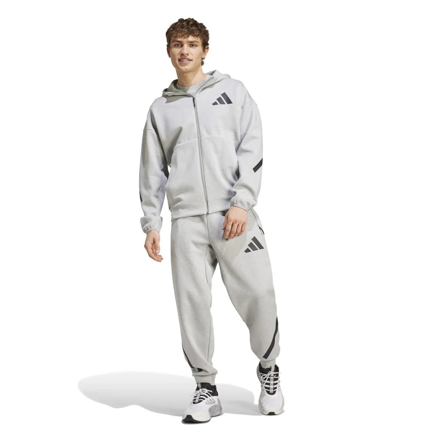 Adidas Men Z.N.E. Full Zip Hooded Track Jacket Grey JF2450