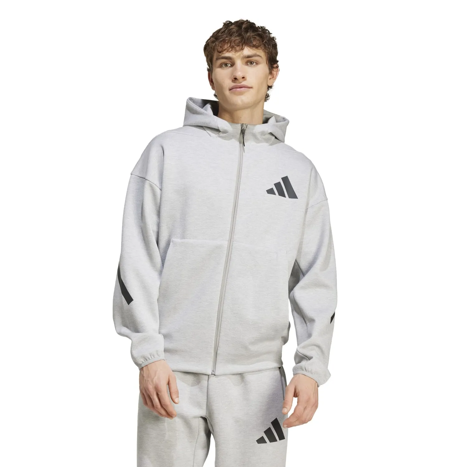 Adidas Men Z.N.E. Full Zip Hooded Track Jacket Grey JF2450