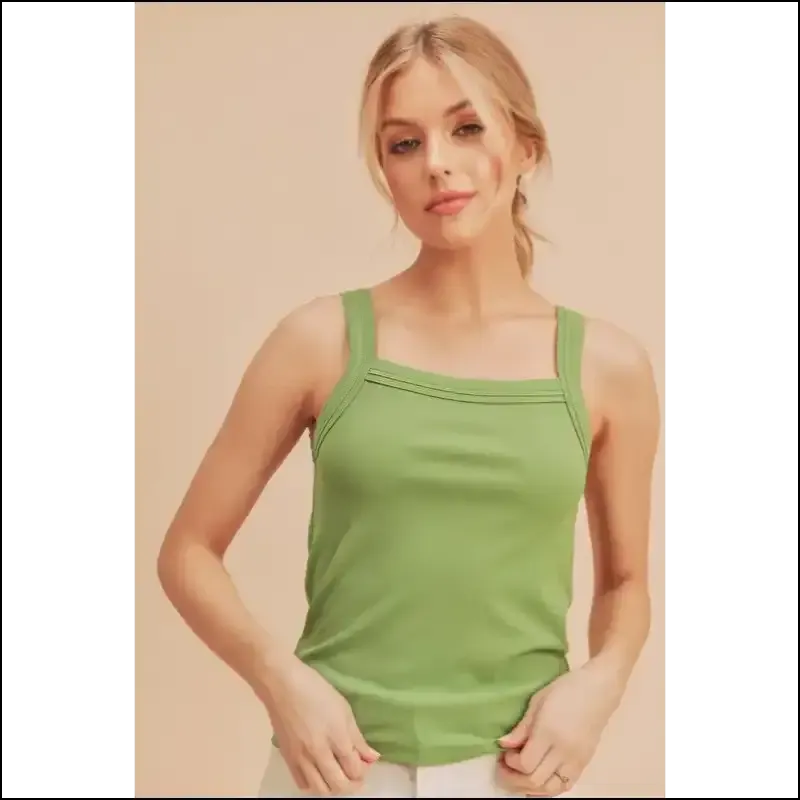 Aemi   Co Chic Square Neck Wide Strap Tank
