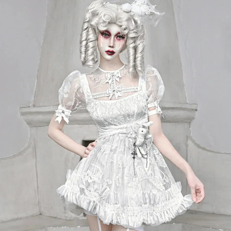 Alice White Gothic Chiffon High Waist Bubble Sleeve Dress