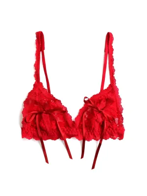 &oh™ Peek-a-Boo Lace Tie Bralette Red