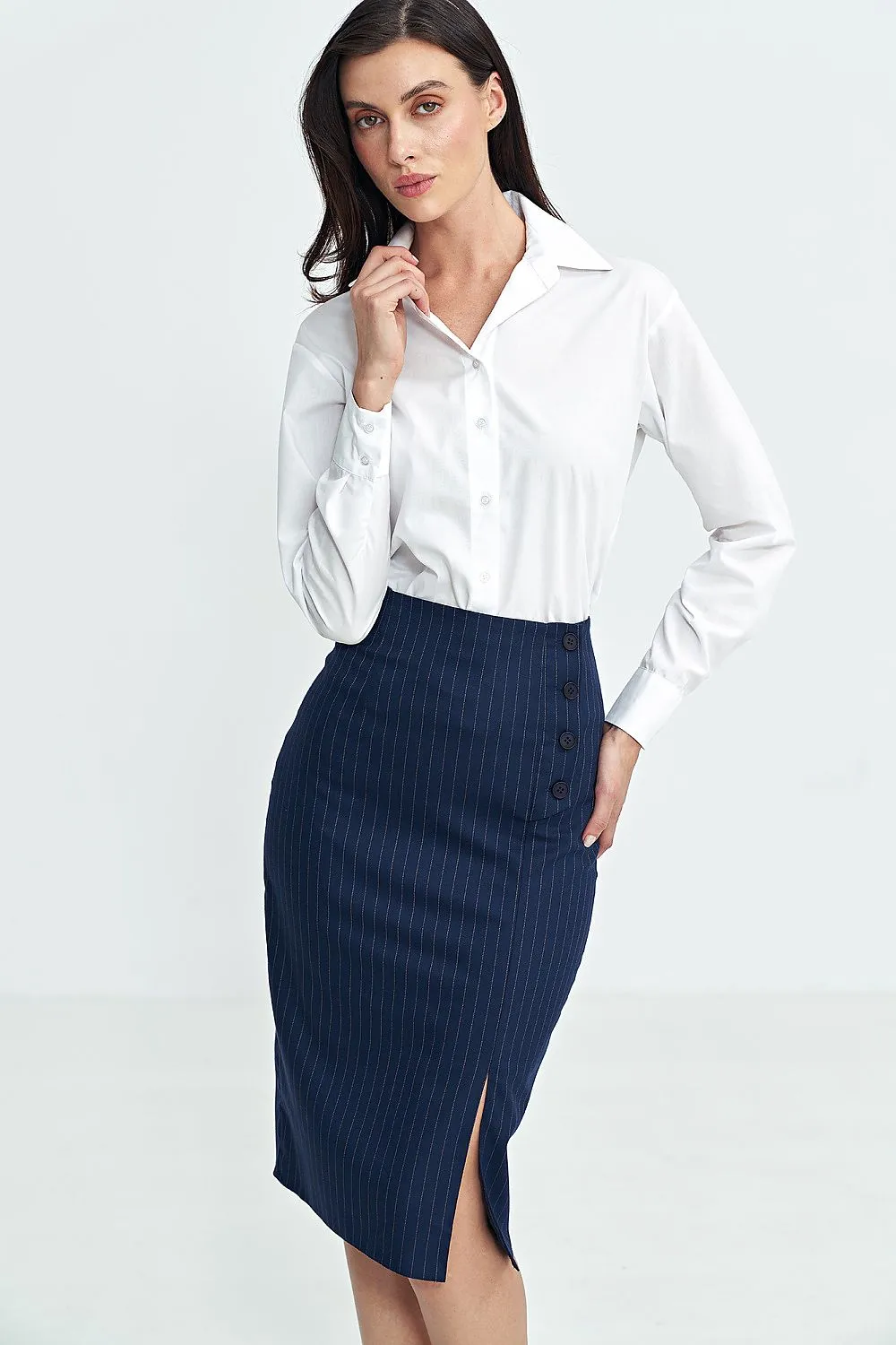 Asymmetric High-Waist Midi Skirt