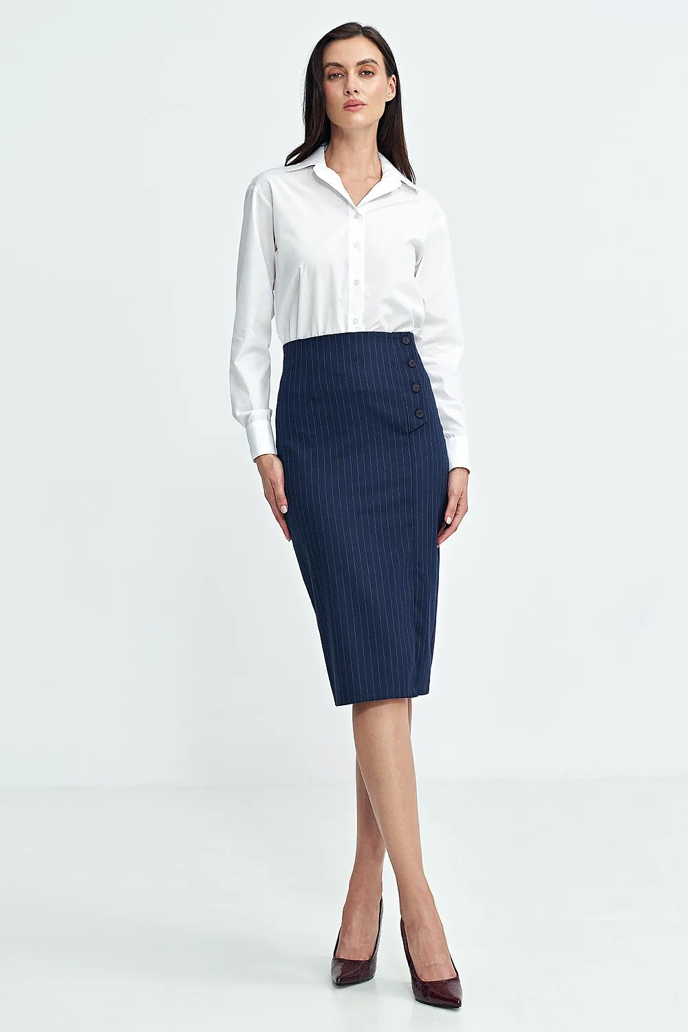 Asymmetric High-Waist Midi Skirt