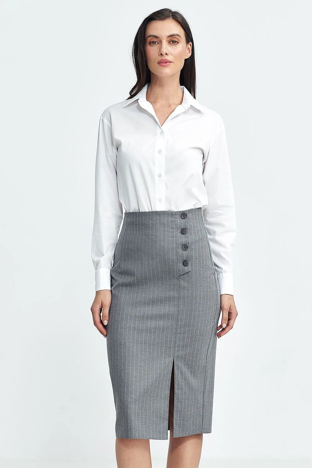 Asymmetric High-Waist Midi Skirt