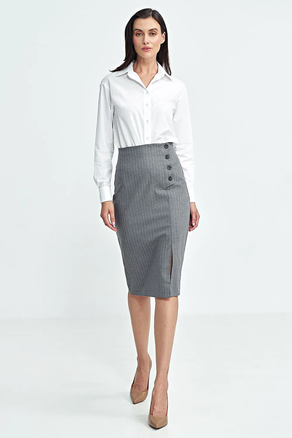 Asymmetric High-Waist Midi Skirt
