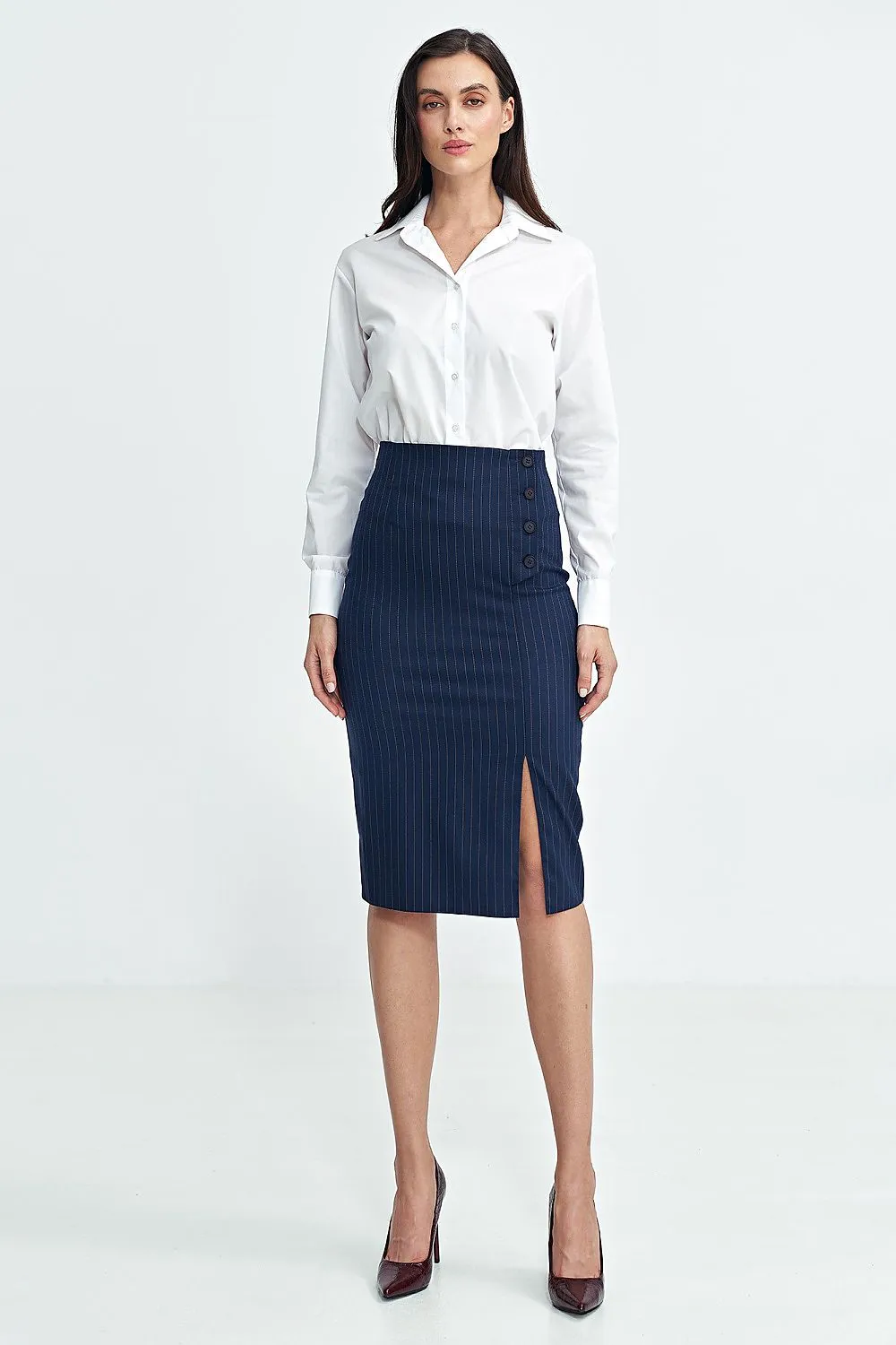 Asymmetric High-Waist Midi Skirt