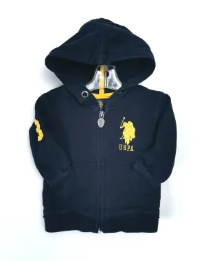 BABY BOY SIZE 6/9 MONTHS - RALPH LAUREN, Navy Blue Zippered Hoodie (ZIPPER DEFECTIVE) EUC B30