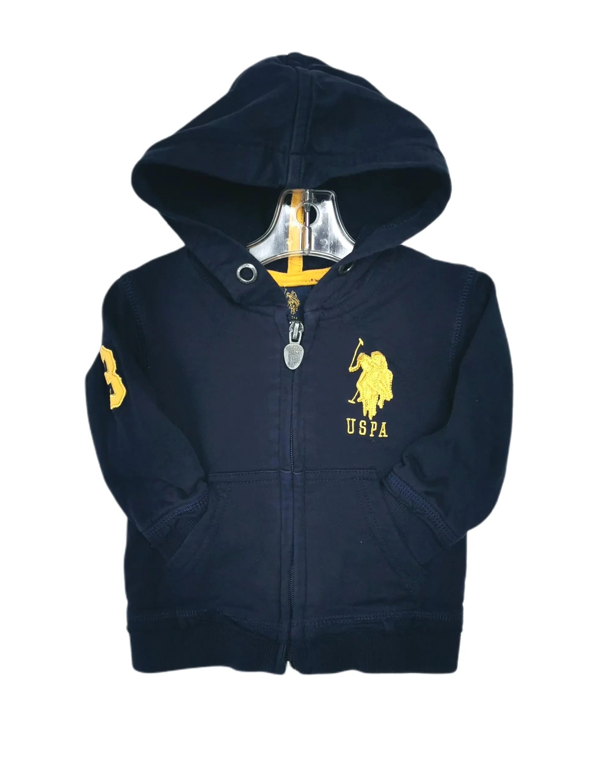BABY BOY SIZE 6/9 MONTHS - RALPH LAUREN, Navy Blue Zippered Hoodie (ZIPPER DEFECTIVE) EUC B30