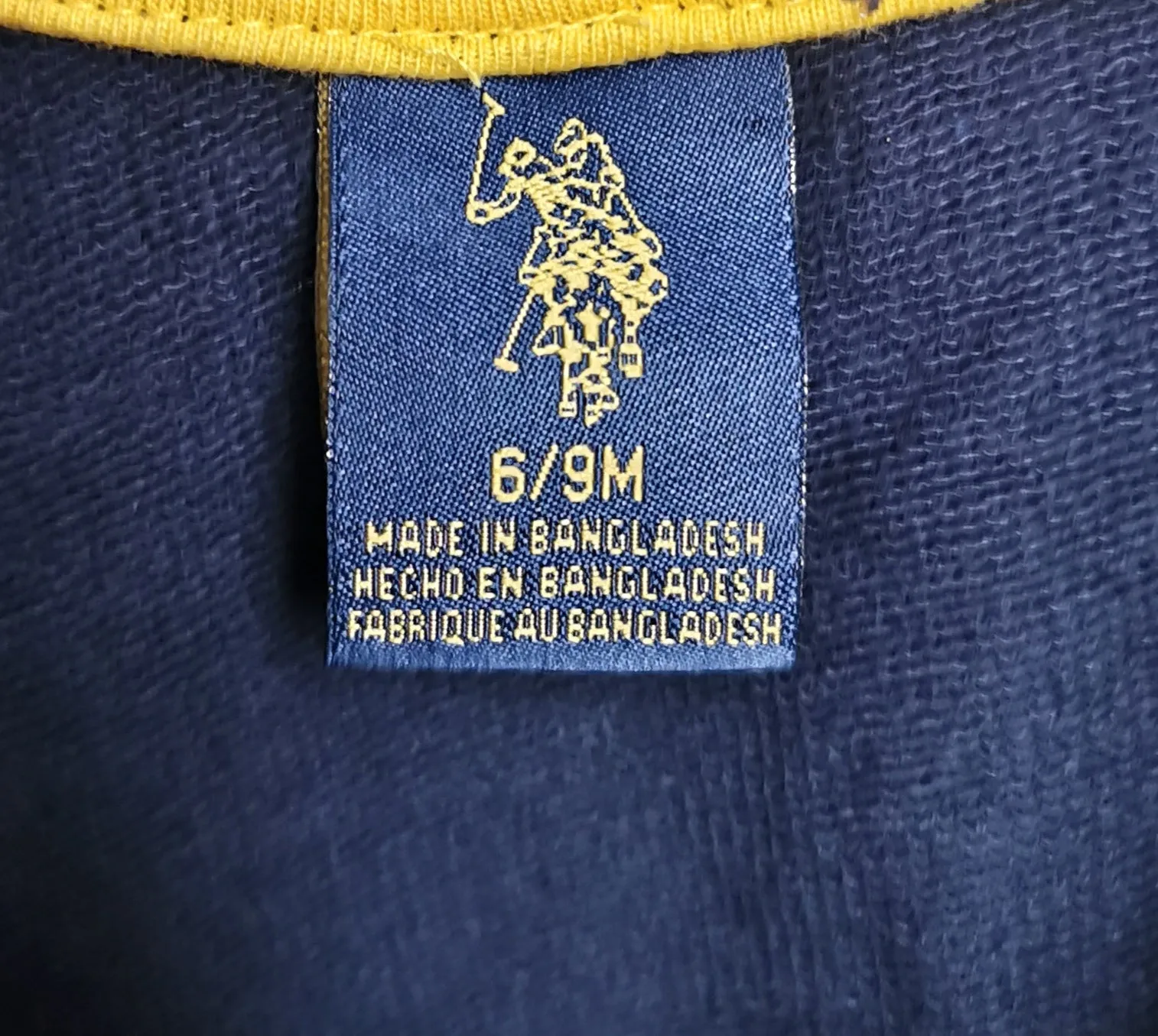 BABY BOY SIZE 6/9 MONTHS - RALPH LAUREN, Navy Blue Zippered Hoodie (ZIPPER DEFECTIVE) EUC B30