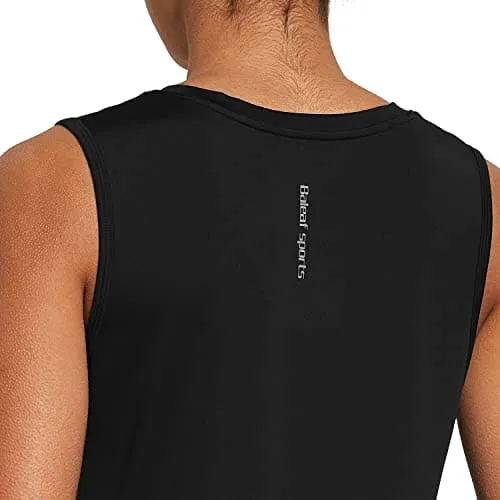 BALEAF Women's Workout Tank Tops Sleeveless Running Shirts Activewear Gym Tops Black Size