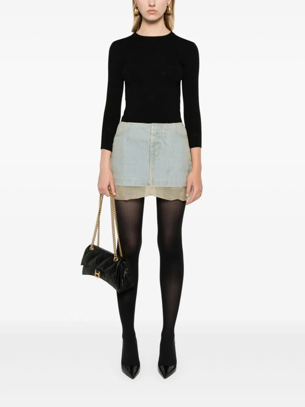 Balenciaga öppen stickad ullstopp