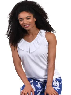 Baylor Ruffle Sleeveless Top White
