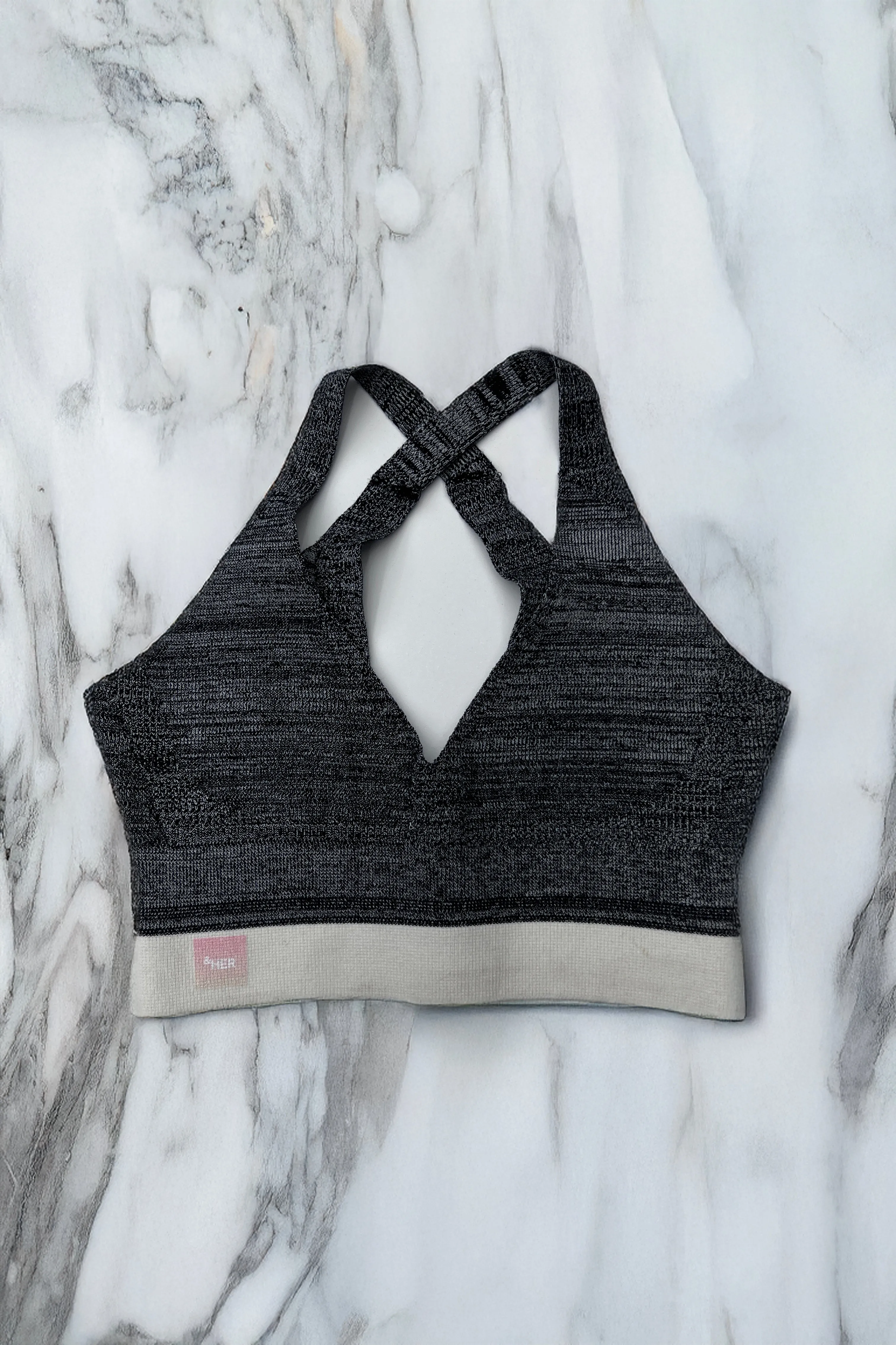 Black Jaspé Crop Bra