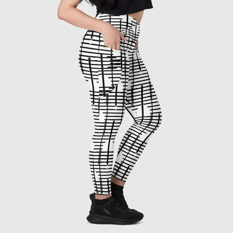 Black Recycled Crossover Leggings with Pockets