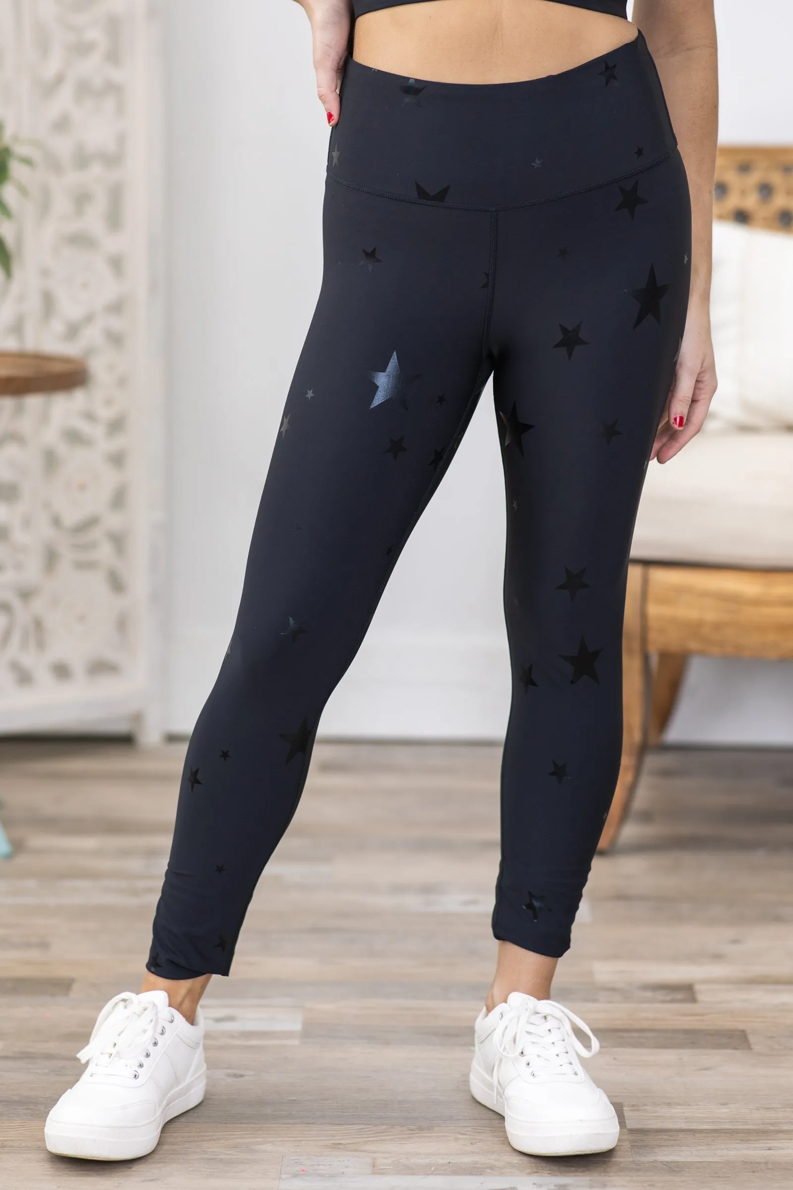 Black Star Foil High-Waisted Leggings