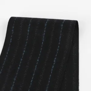 Blue Pinstripe Brushed Wool / Poly Suiting - Black