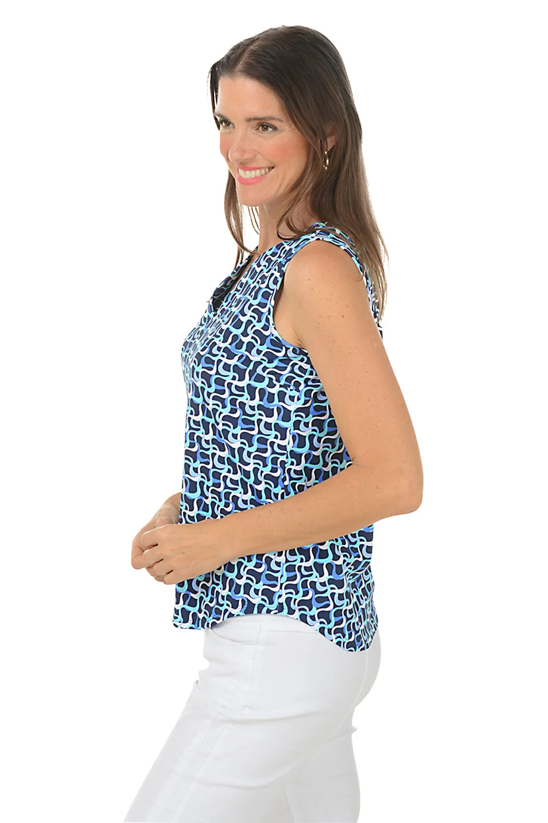 Blue Waves UPF50  Split Neck Sleeveless Top