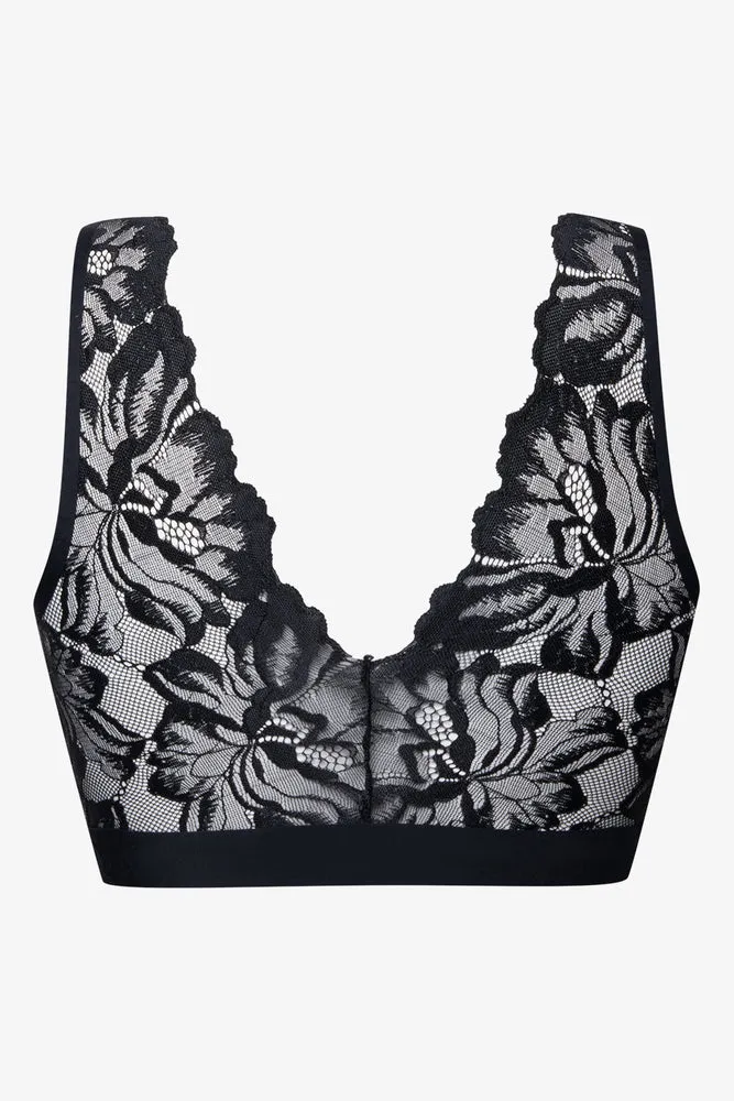 Bonded Lace Back Crop Top Black