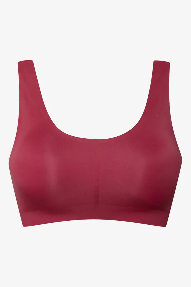 Bonded Lace Back Crop Top Burgundy