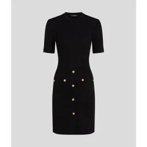 BUTTON SSLV DETAIL DRESS