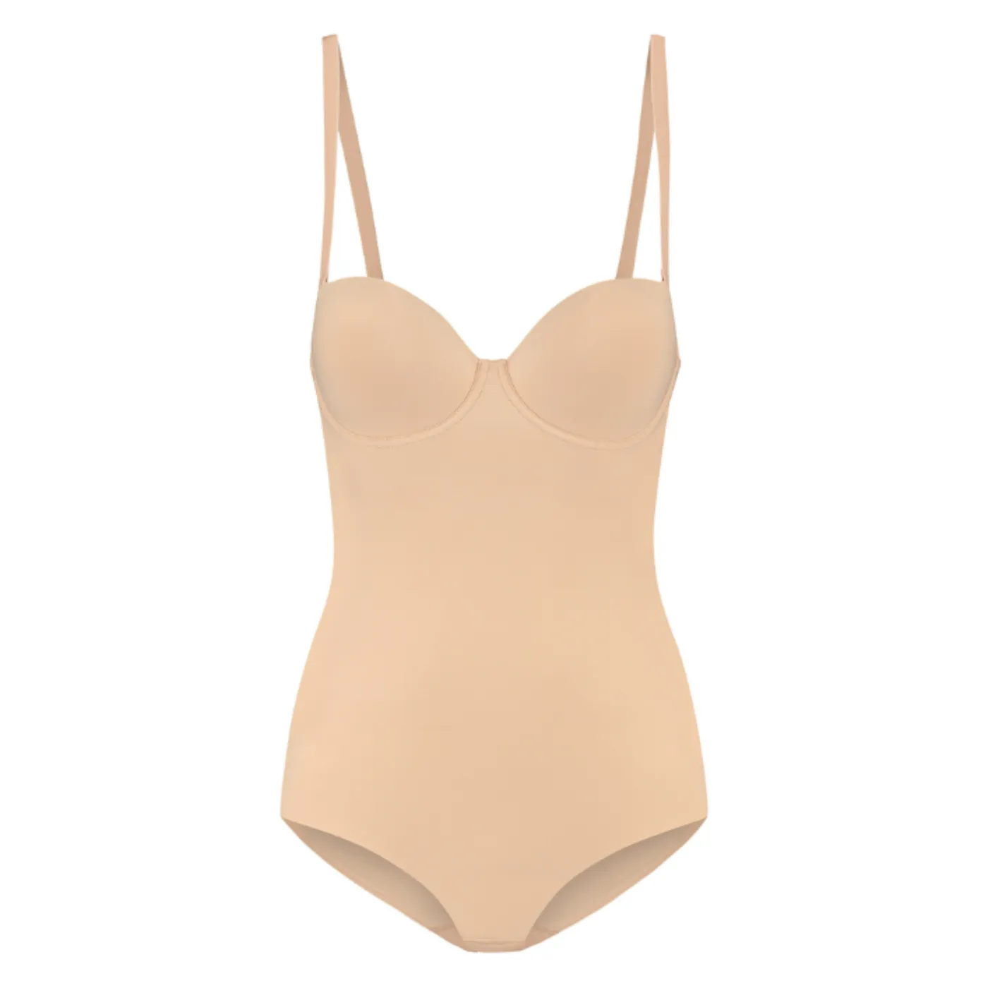 Bye Bra Padded Wired Sculpting Bodysuit With Detachable Straps | Beige