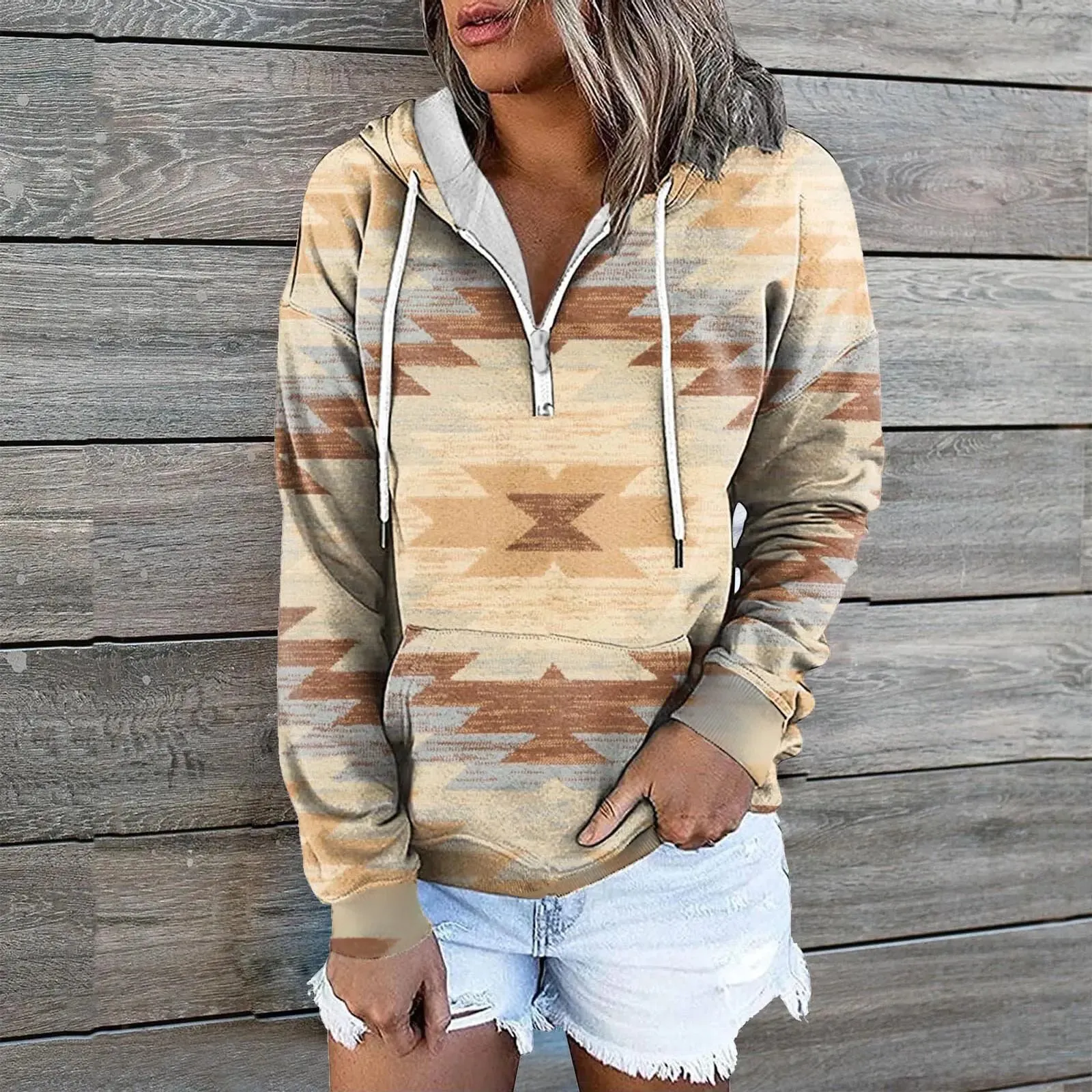 Casual Hoodie with Zip Pocket for Women