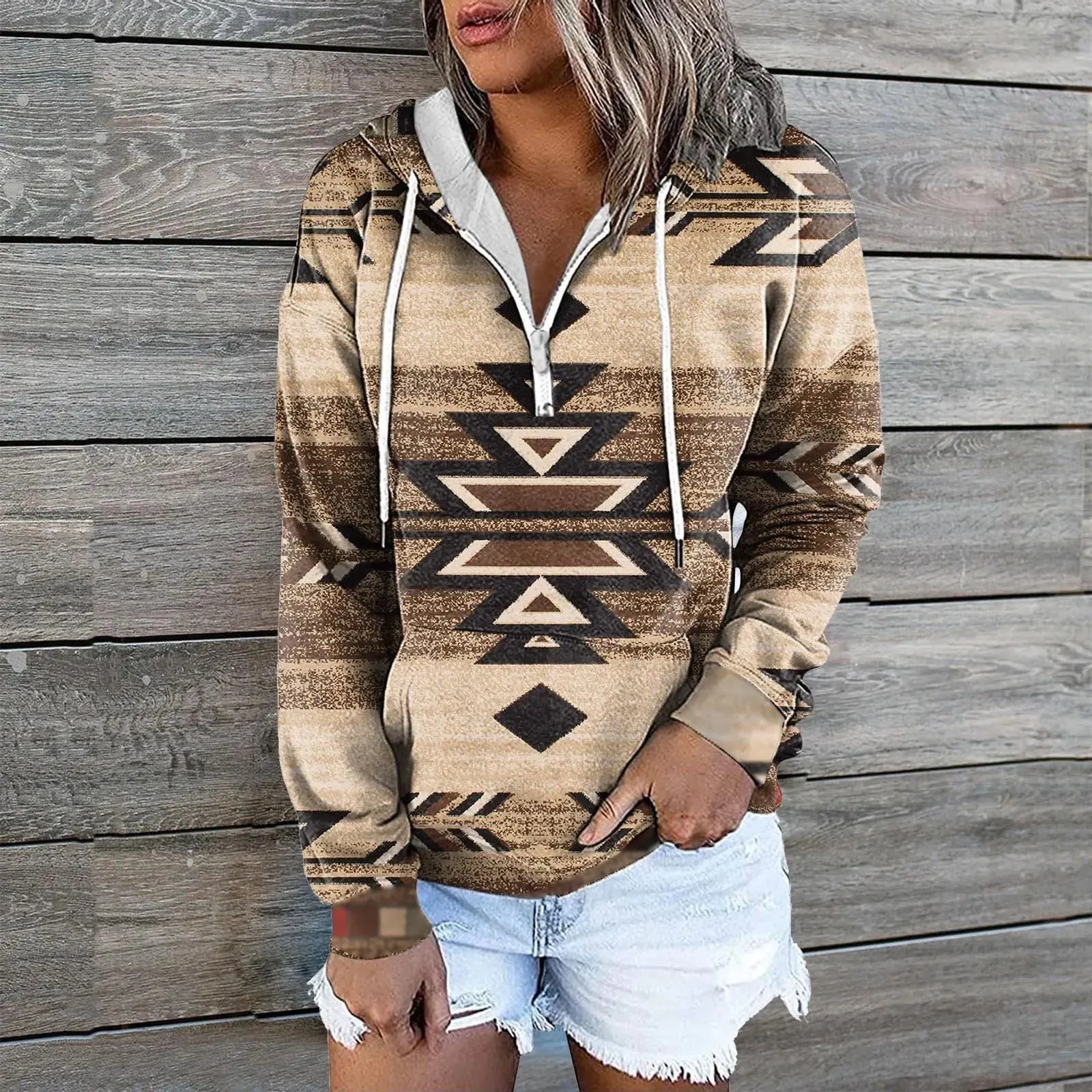 Casual Hoodie with Zip Pocket for Women