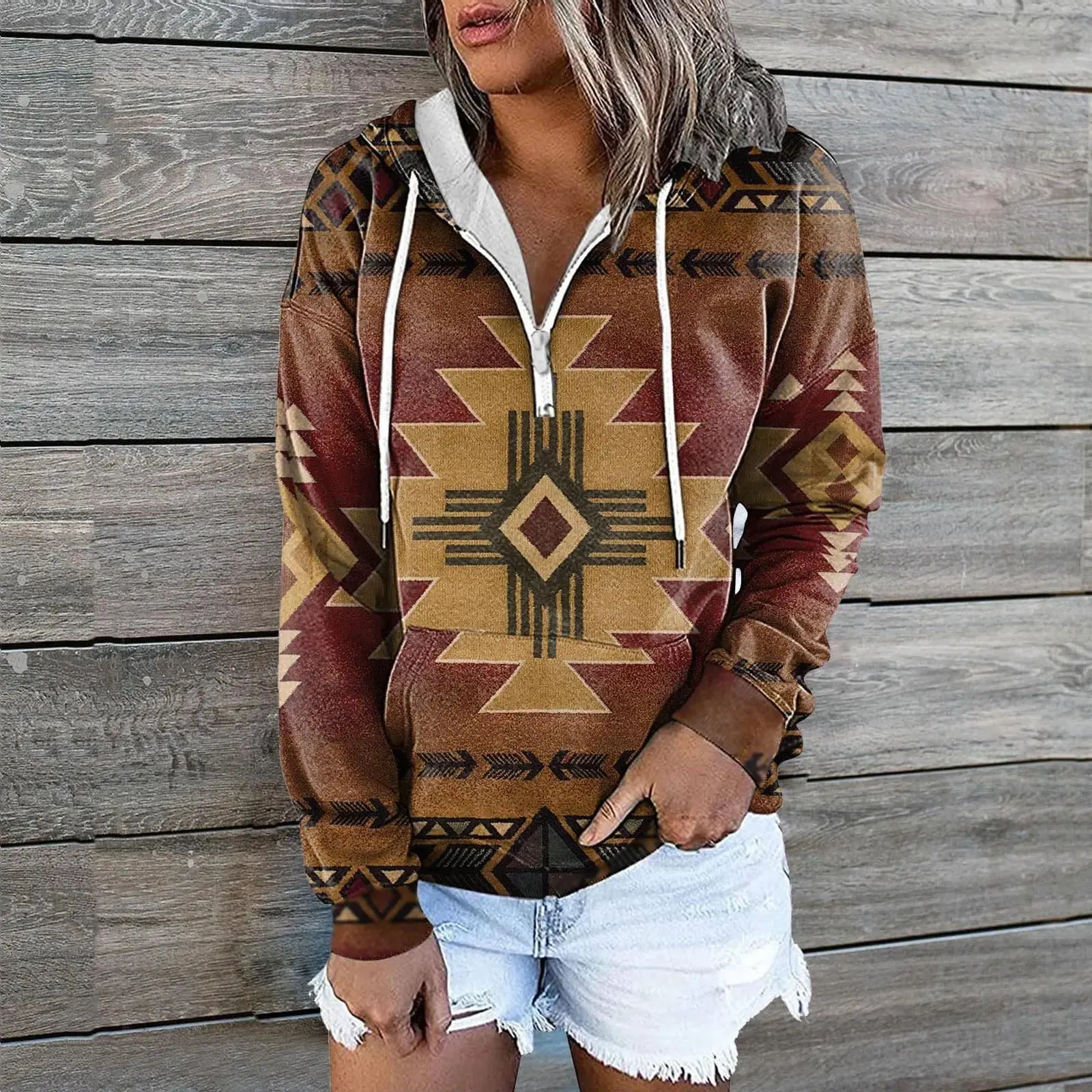 Casual Hoodie with Zip Pocket for Women