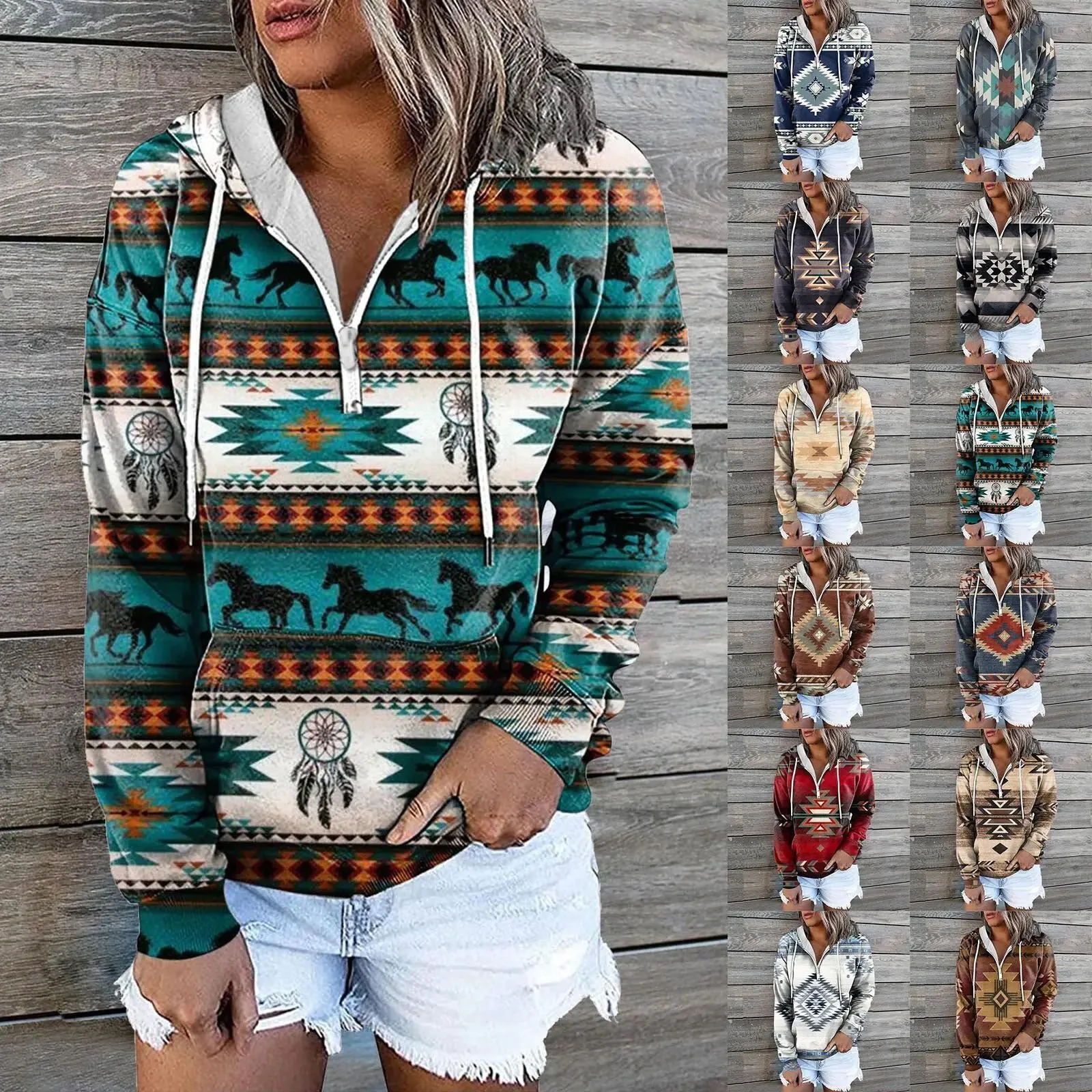 Casual Hoodie with Zip Pocket for Women