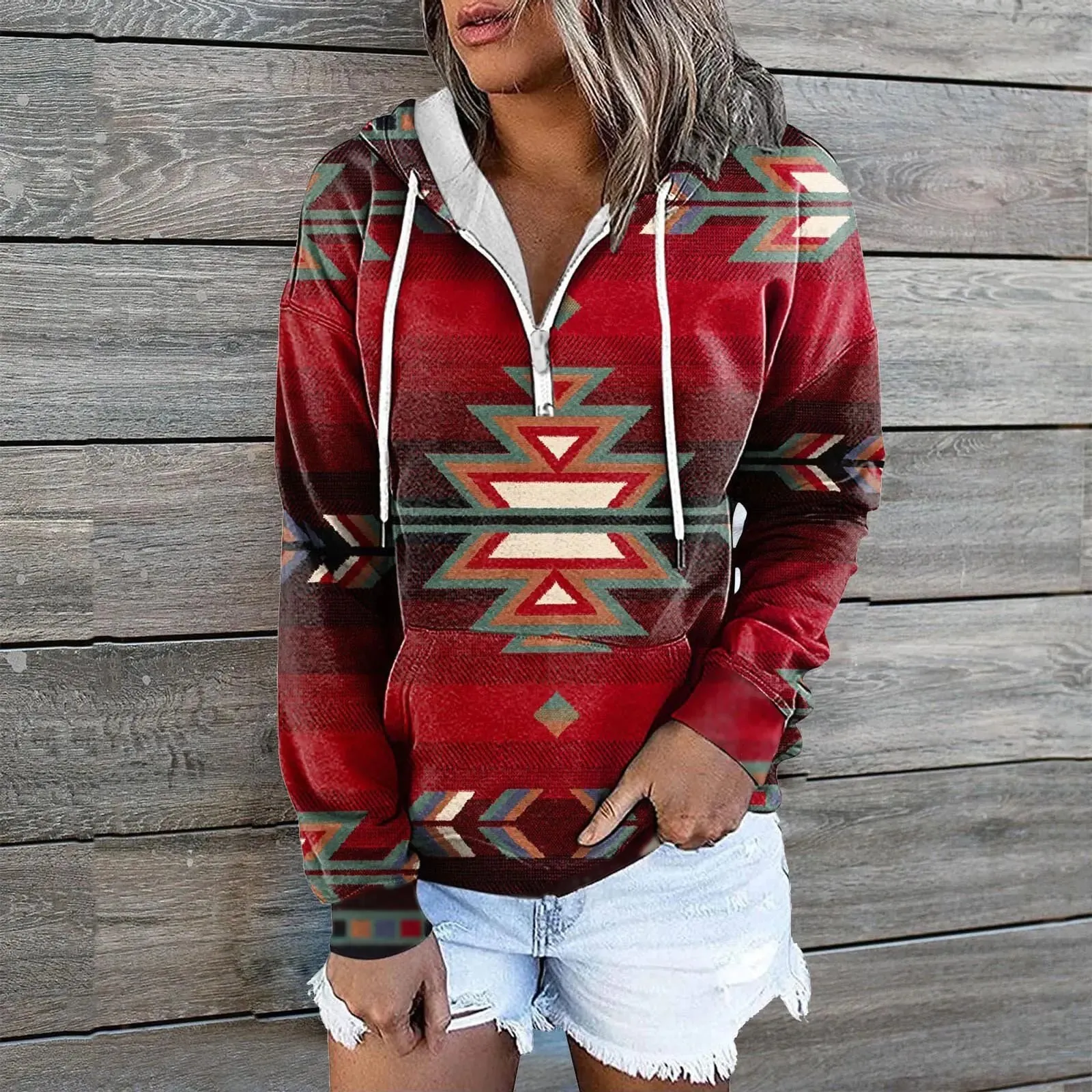 Casual Hoodie with Zip Pocket for Women