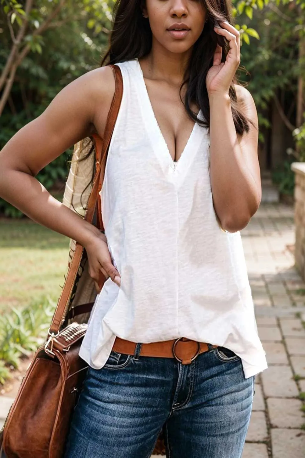 comfort sleeveless v neck tank top in solid colors