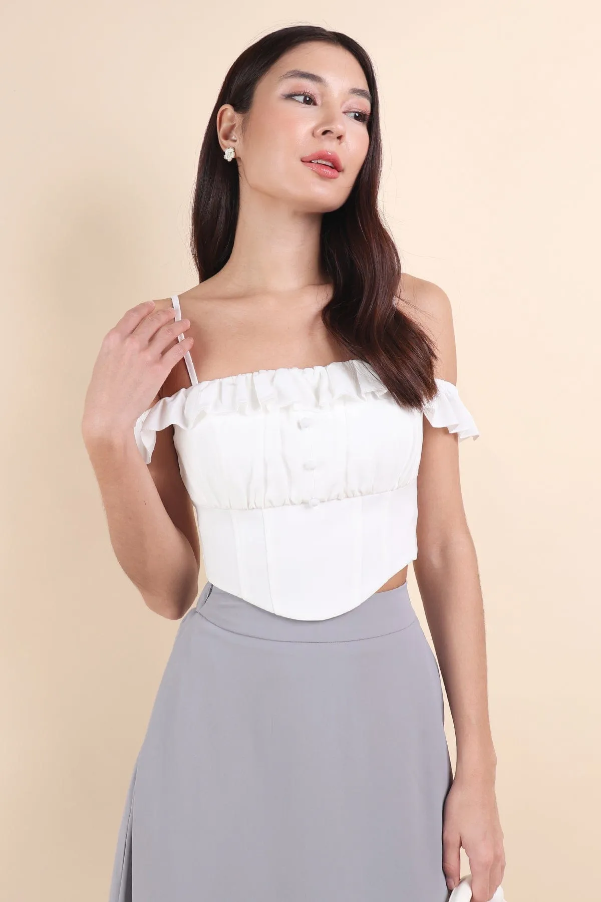 CORETTA OFFSIE TOP IN WHITE