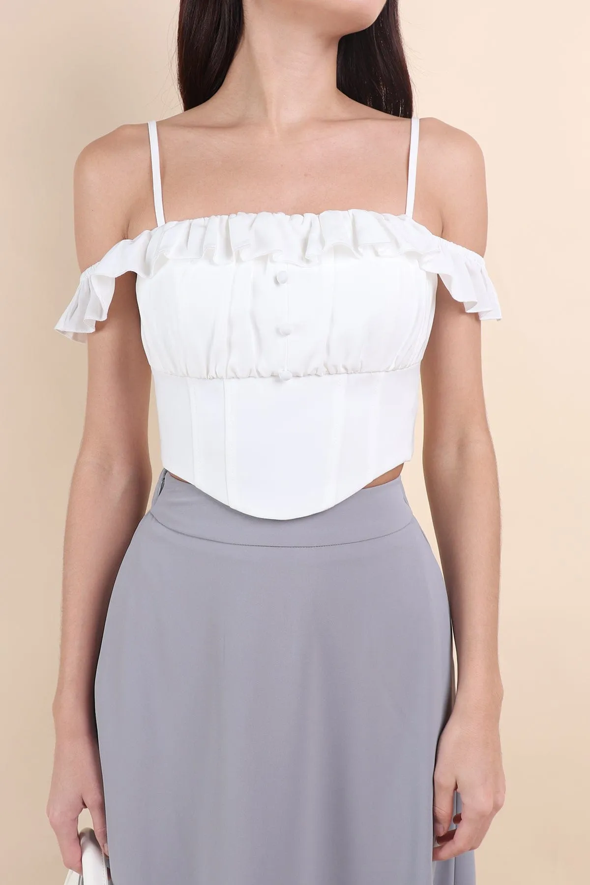 CORETTA OFFSIE TOP IN WHITE