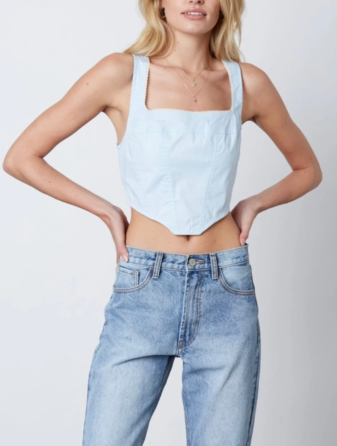 Corset Square Neck Sleeveless Crop Top