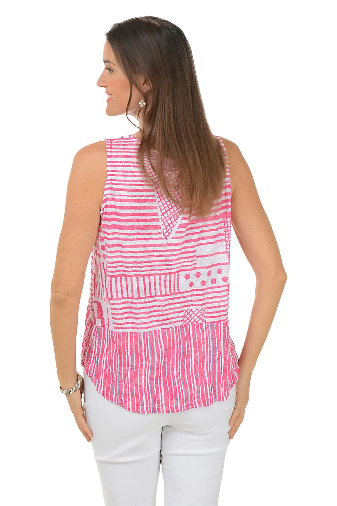 Criss Cross Crinkle Burnout Sleeveless Top