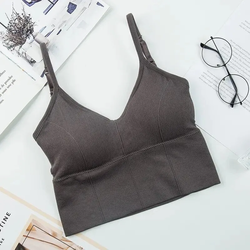 Crop Top Sports Bra with Straps