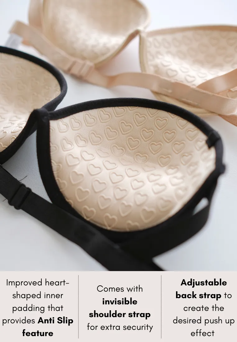 Cross Back Strapless Anti Slip Push Up Bra