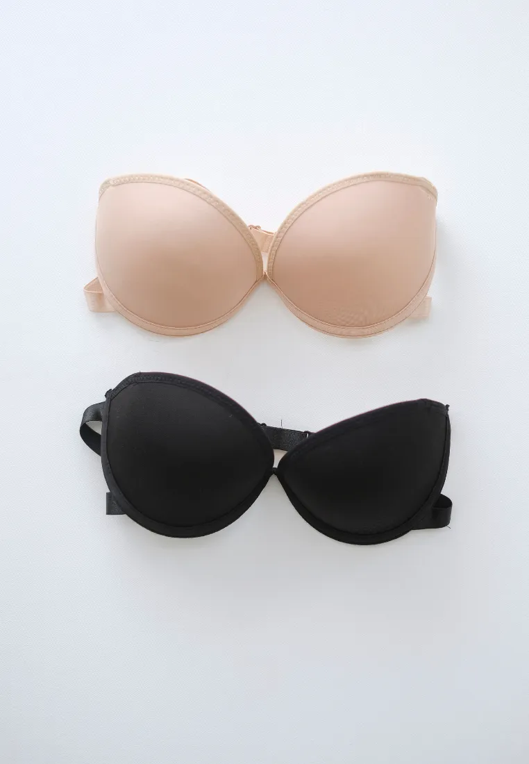 Cross Back Strapless Anti Slip Push Up Bra