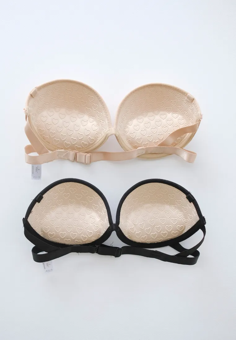 Cross Back Strapless Anti Slip Push Up Bra