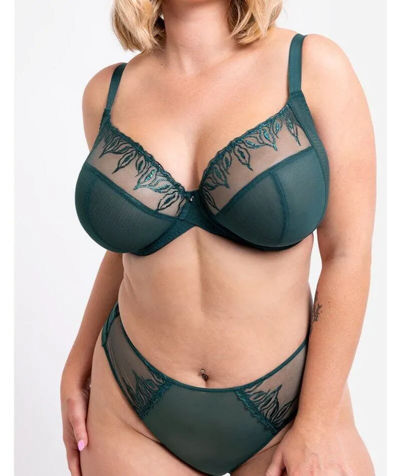 Curvy Kate Flare Full Plunge Side Support Multiway Bra - Emerald Sparkle