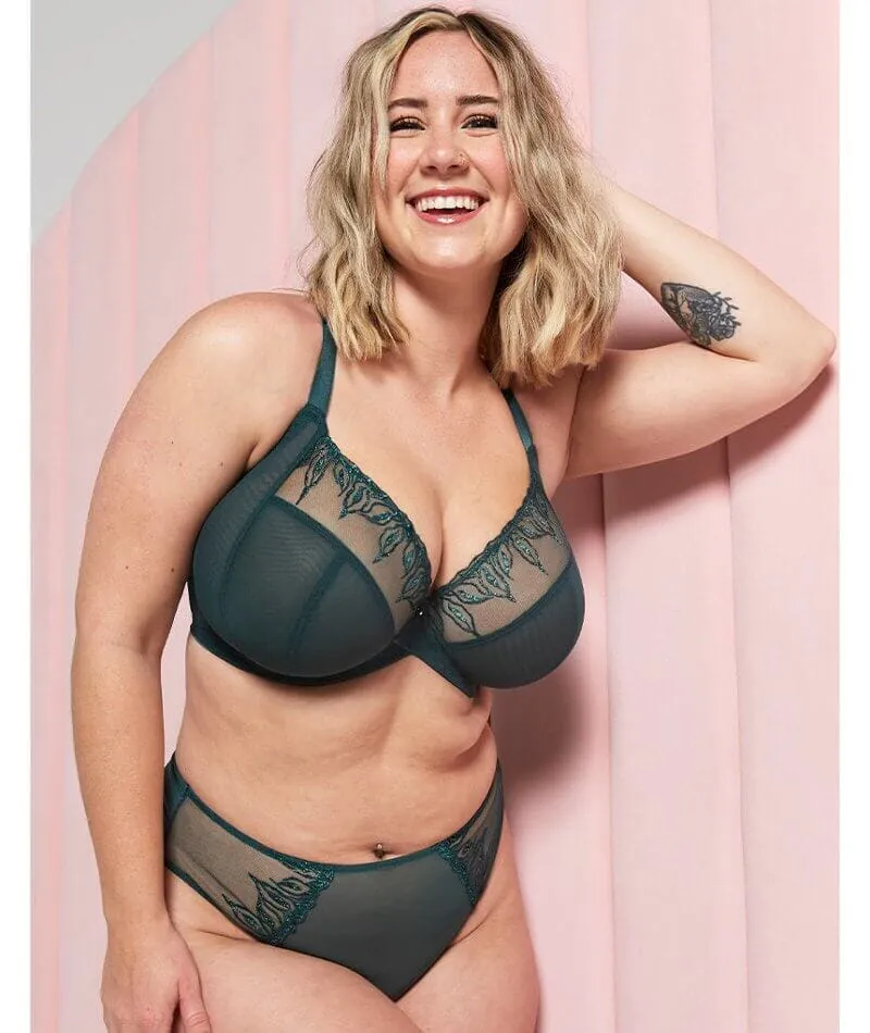 Curvy Kate Flare Full Plunge Side Support Multiway Bra - Emerald Sparkle