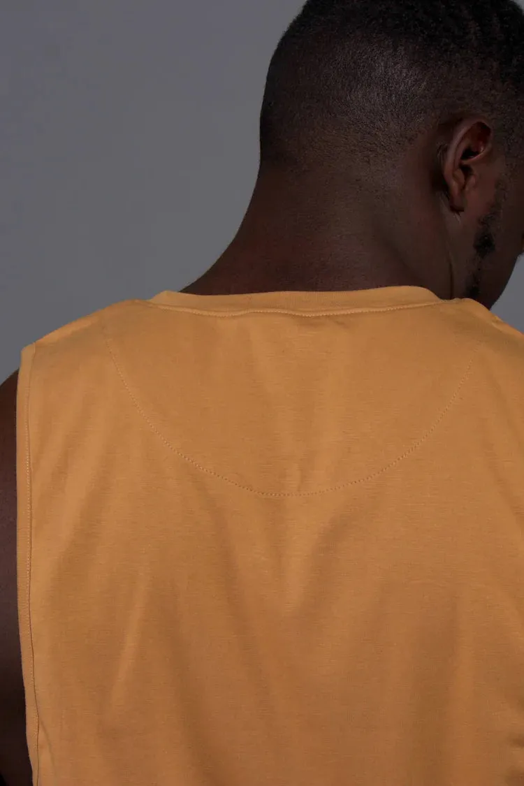 D002. Embroidered Muscle Tee -Dark Beige